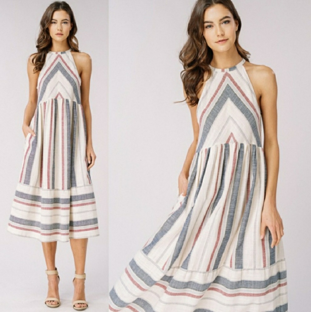 🚫sold🚫HP🎉☆《last one》Striped Woven Halter Dress - Picture 3 of 6